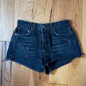 Reformation black distressed denim shorts - size 26